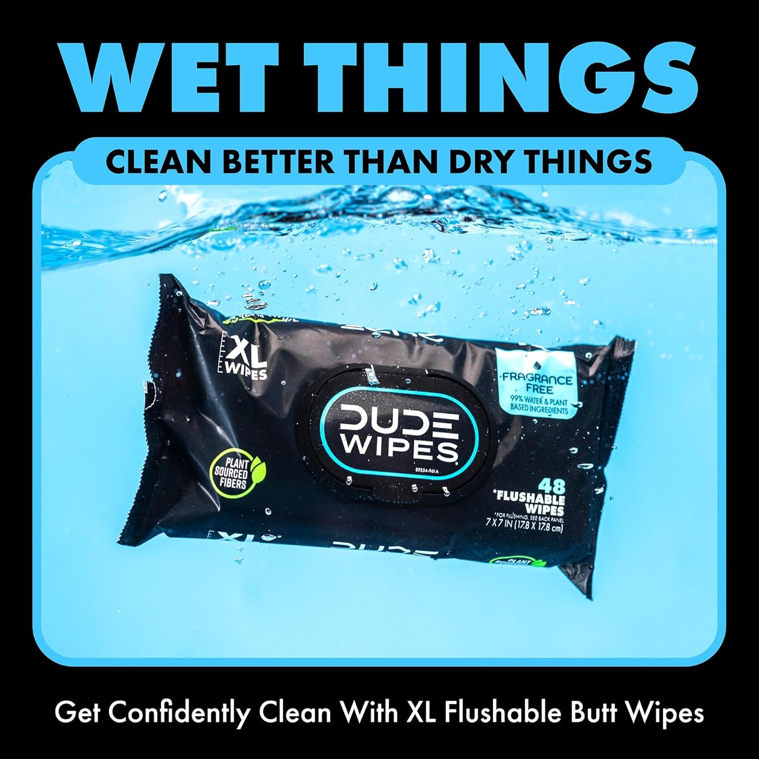Wipes Flushable Wet Wipes 48 Count Dispenser, Unscented Wet Wipes with Vitamin-E & Aloe, Septic and Sewer Safe