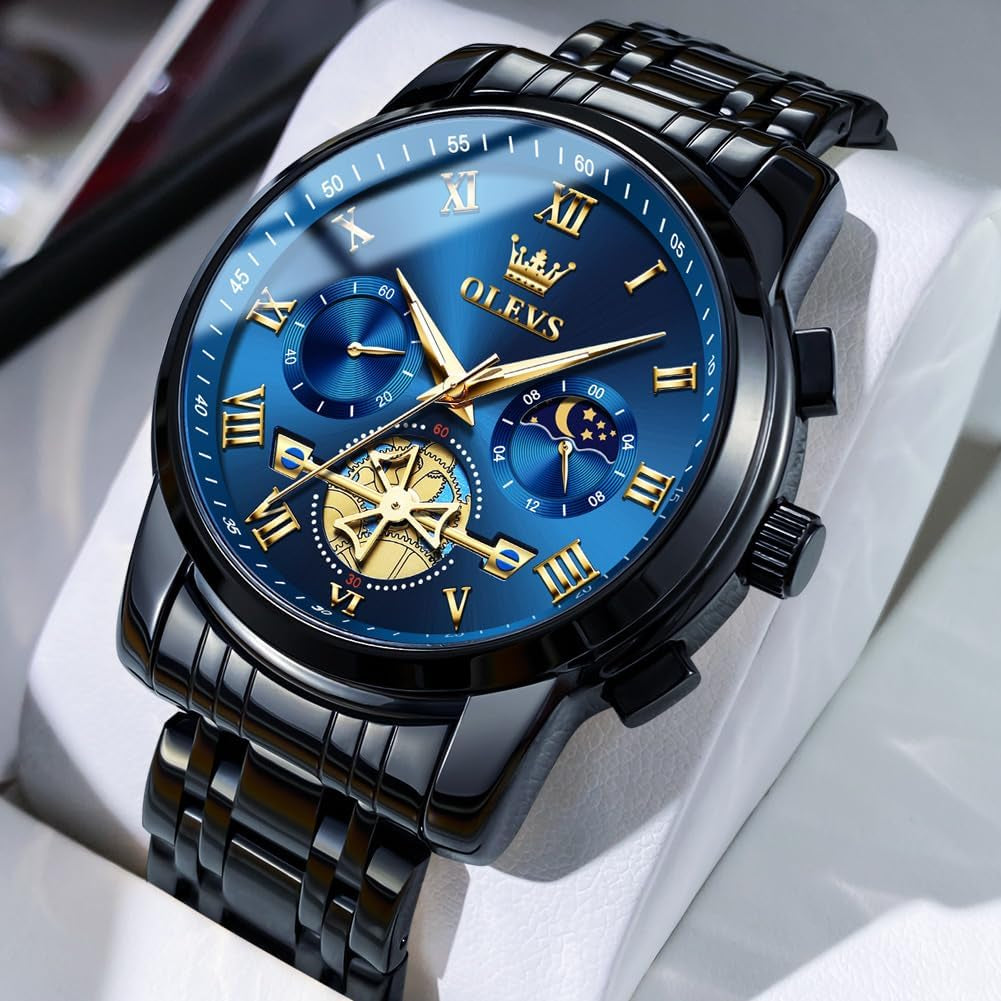 Watches Men Waterproof Luxury Big Face Mens Watch Stainless Steel Quartz Analog Dress Watches for Men Luminous Multifunction Man Watch Relojes De Hombre