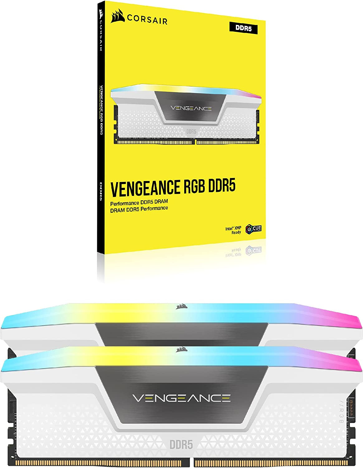 VENGEANCE RGB DDR5 RAM 32GB (2X16Gb) 6000Mhz CL36-44-44-96 1.35V Intel XMP 3.0 Desktop Computer Memory - White (CMH32GX5M2E6000C36W)
