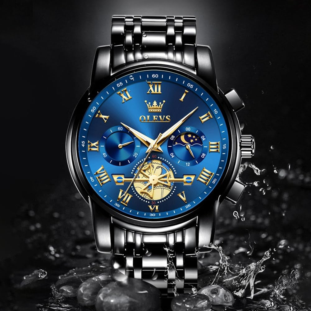 Watches Men Waterproof Luxury Big Face Mens Watch Stainless Steel Quartz Analog Dress Watches for Men Luminous Multifunction Man Watch Relojes De Hombre