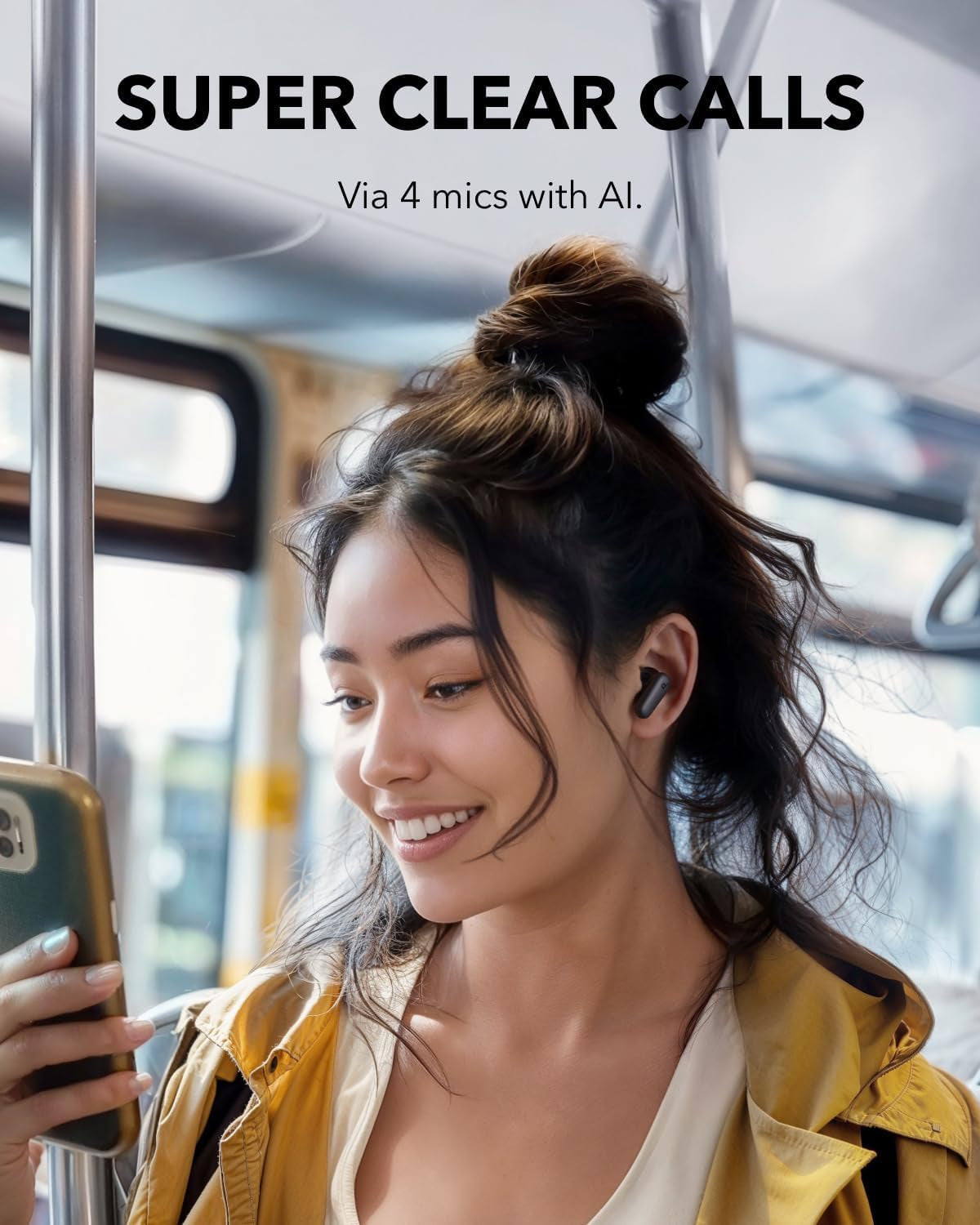 P30I by Anker Noise Cancelling Earbuds, Strong and Smart Noise Cancelling, Powerful Bass, 45H Playtime, 2-In-1 Case and Phone Stand, IP54, Wireless Earbuds, Bluetooth 5.4 (Black)