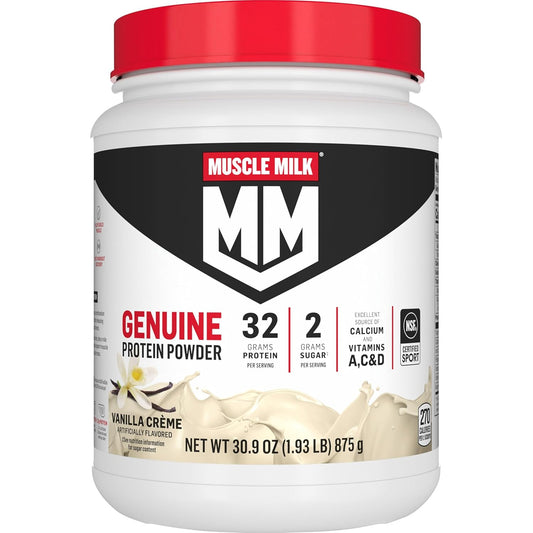 Genuine Protein Powder, Vanilla Crème, 1.93 Pounds, 12 Servings, 32G Protein, 2G Sugar, Calcium, Vitamins A, C & D, NSF Certified for Sport, Energizing Snack, Packaging May Vary