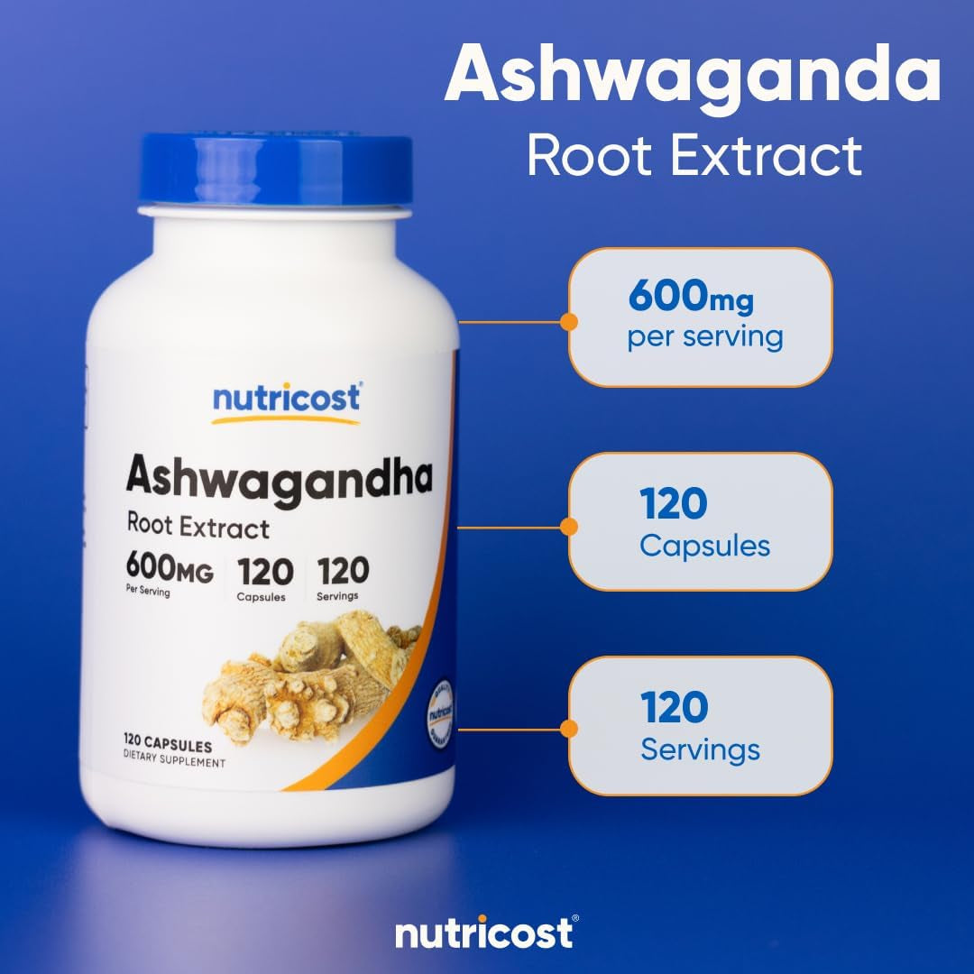 Ashwagandha Herbal Supplement 600Mg, 120 Capsules - Vegetarian, Non-Gmo, Gluten Free, Ashwagandha Root