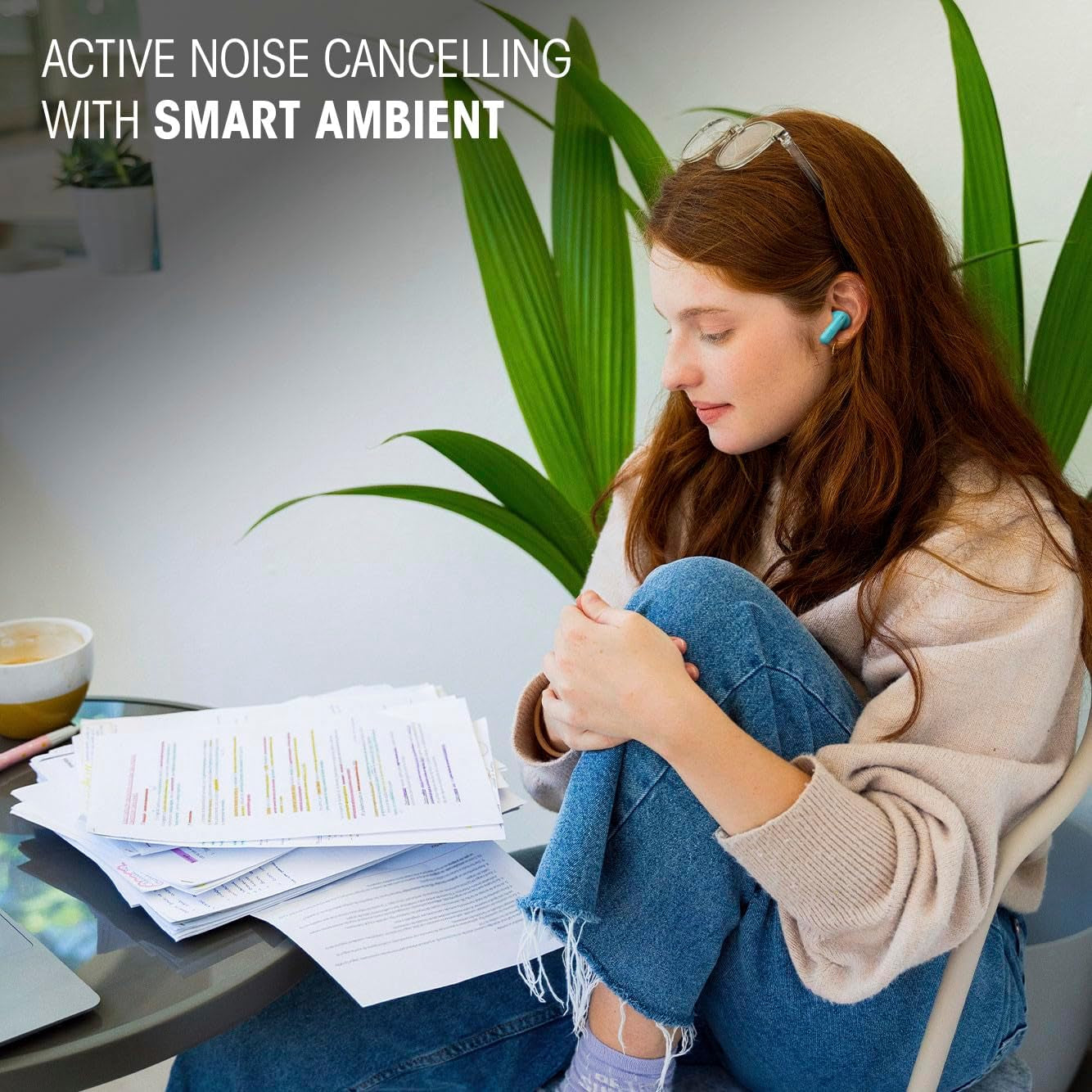 Vibe Beam 2 - True Wireless Noise Cancelling Earbuds with  Pure Bass Sound & Smart Ambient Technology, 4Mics for Crisp, Clear Calls, up to 40Hrs of Playback, IP54 Dust & Water Resistant (Black)
