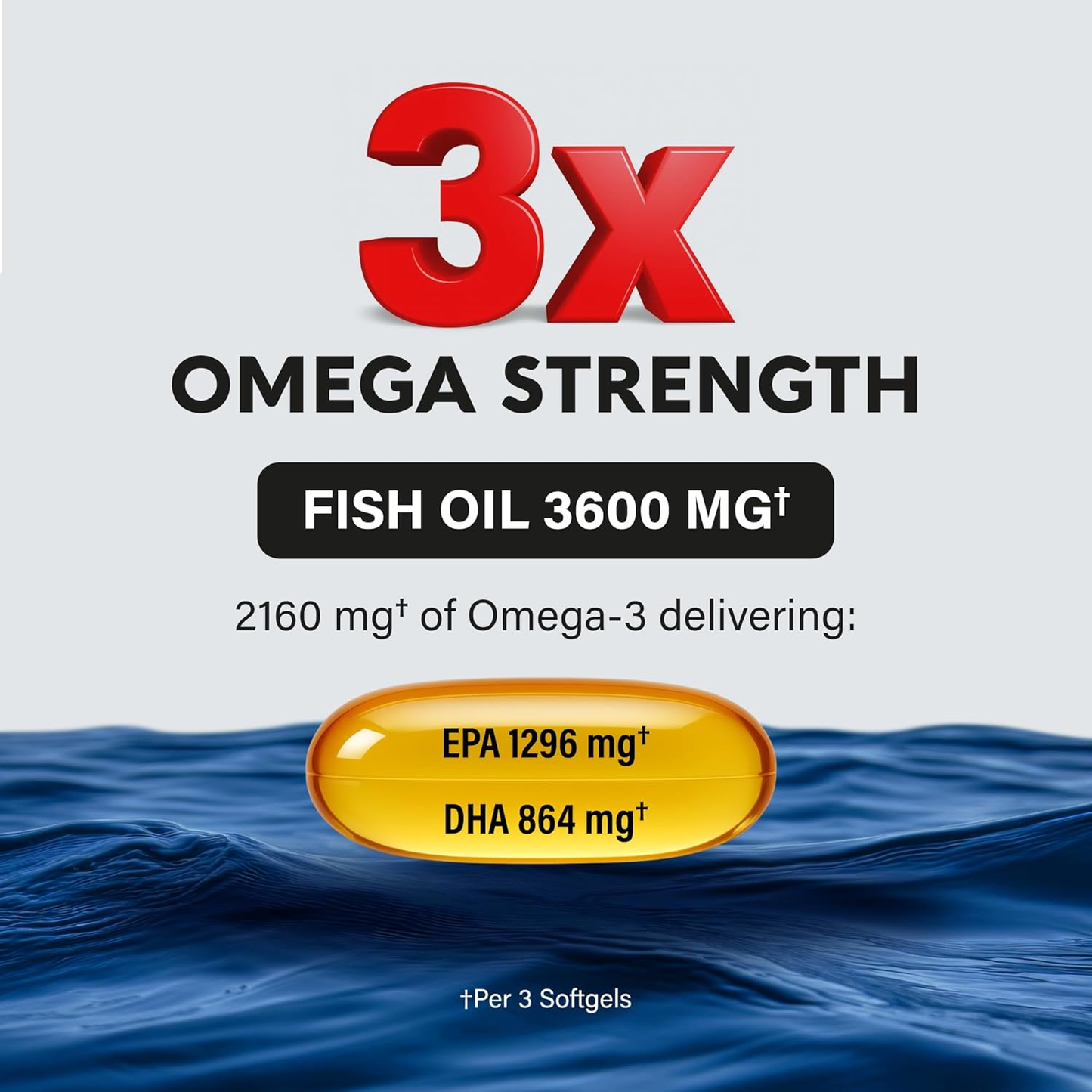 Omega 3 Fish Oil 3600 Mg - Omega 3 Supplement | EPA & DHA - Heavy Metals Free - Heart, Brain & Joint Support - Purified Fish Oil for Men & Women - Lemon Flavored - Made in USA, 90 Softgels