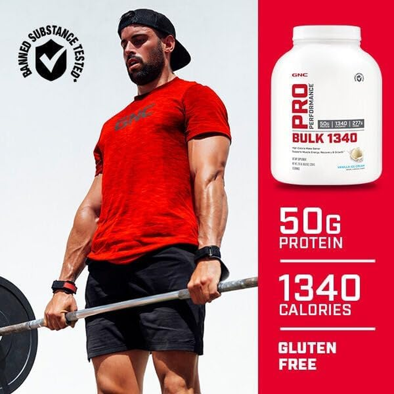 Pro Performance Bulk 1340 Mass Gainer Protein Powder, 50G, Gluten Free, Whey, Creatine, BCAA, 3Rd Party Tested, Muscle Recovery & Growth, Micronutrients, Vanilla Ice Cream, 9 Servings