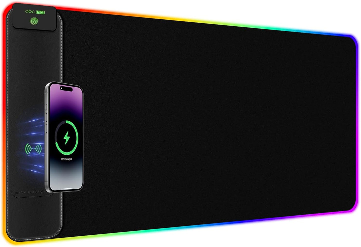 2-In-1 RGB Gaming Mouse Pad with Wireless Charging, 31.5"X15.8" Large, 24 Light Effects, Non-Slip Base, Waterproof Ultra-Smooth Surface, No Adapter