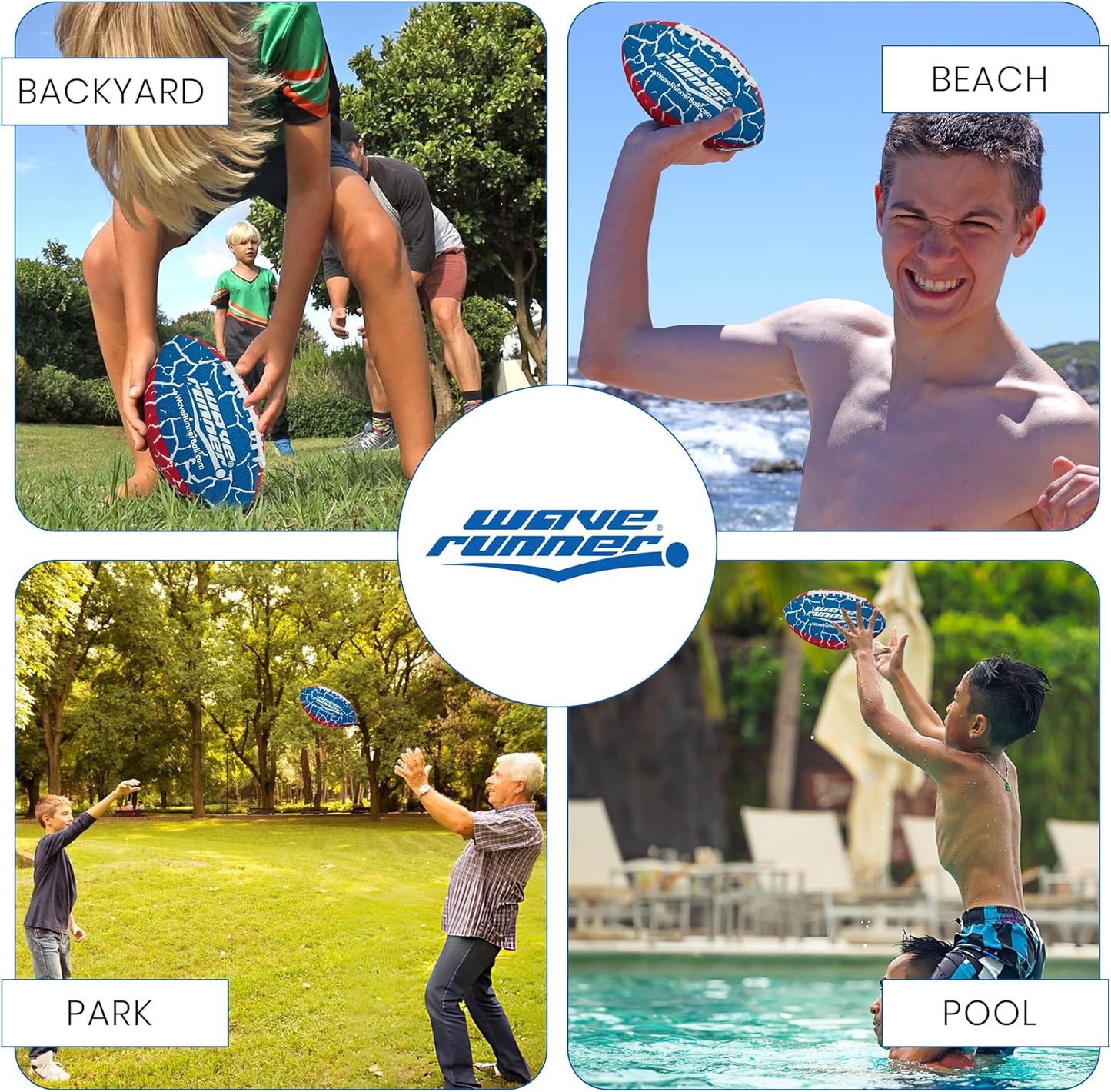 Grip It Waterproof Junior Size Football, 9.25 Size, Durable & Double Laced, Perfect for Beach Accessories, Kids Games, Pool Toys, Outdoor Games, All-Weather Indoor & Outdoor Play