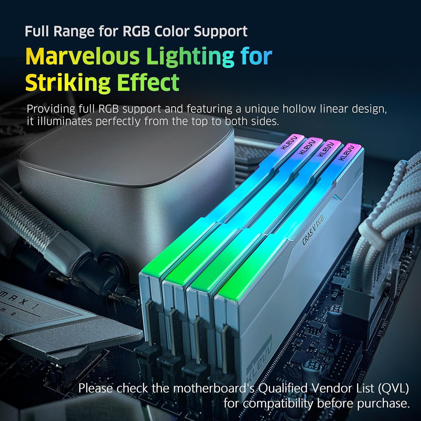 CRAS V RGB DDR5 32GB (2X16Gb) 6400Mhz CL32 SK Hynix A-Die 1.35V Gaming Desktop Ram Memory XMP 3.0 / AMD Expo Ready - White (KD5AGUA80-64A320J)