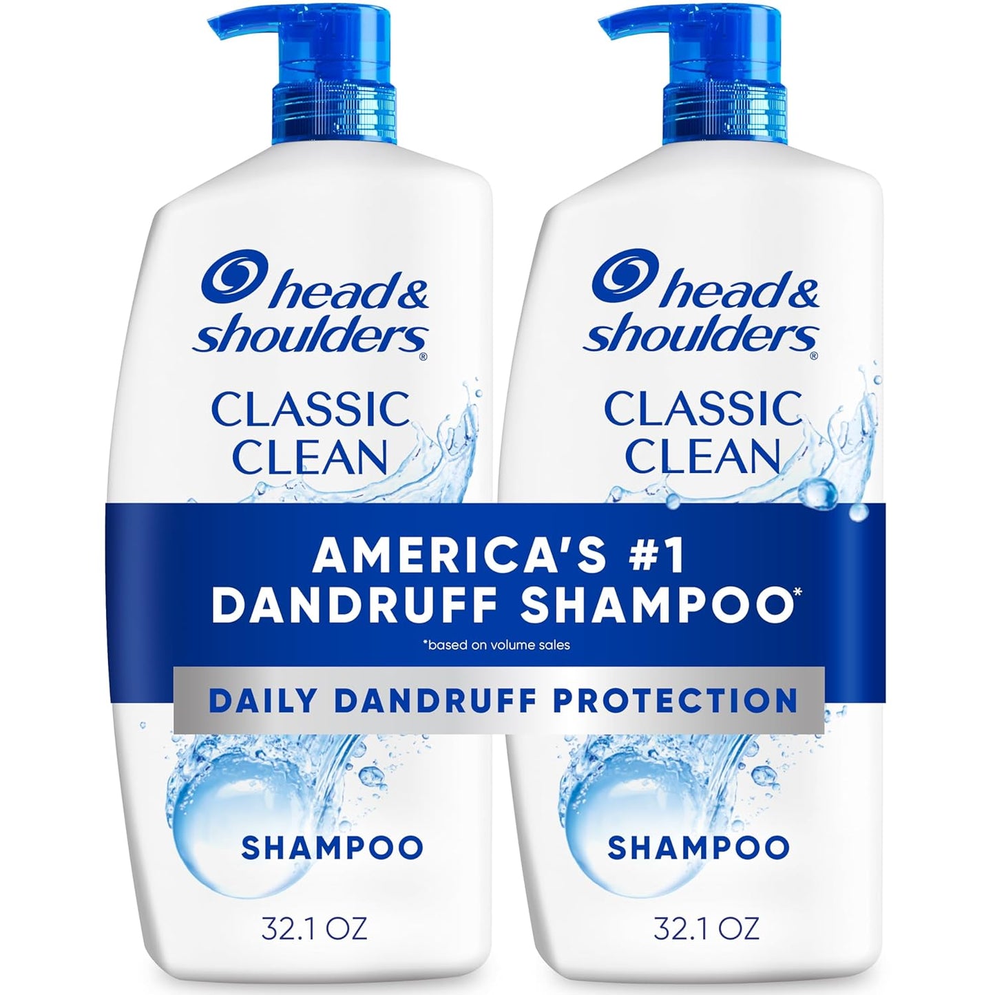 Anti-Dandruff Shampoo with 1% Pyrithione Zinc, Classic Clean Shampoo Twin Pack, Daily Use, Flake Control, Scalp Care, Color-Safe, Deep Clean, 32.1 Fl Oz Each