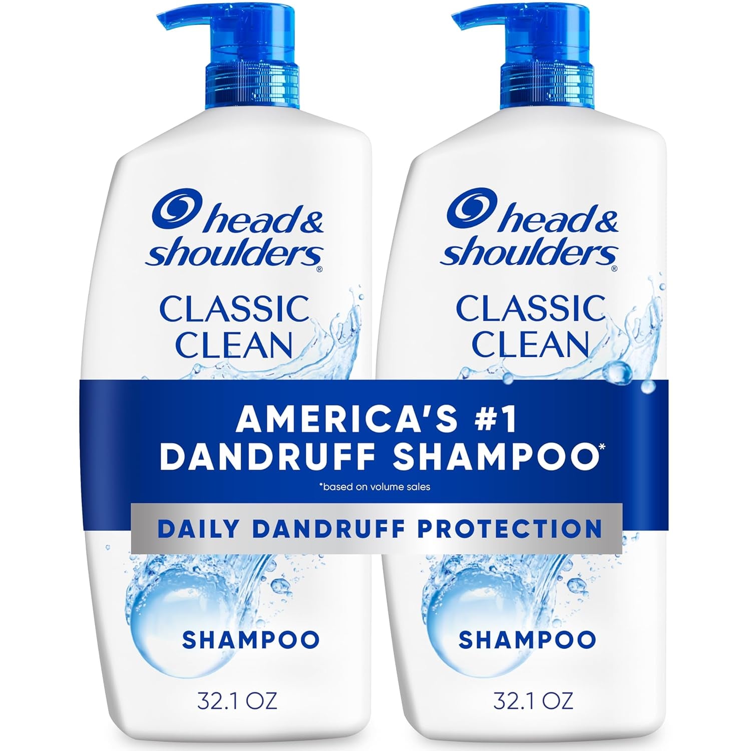 Anti-Dandruff Shampoo with 1% Pyrithione Zinc, Classic Clean Shampoo Twin Pack, Daily Use, Flake Control, Scalp Care, Color-Safe, Deep Clean, 32.1 Fl Oz Each