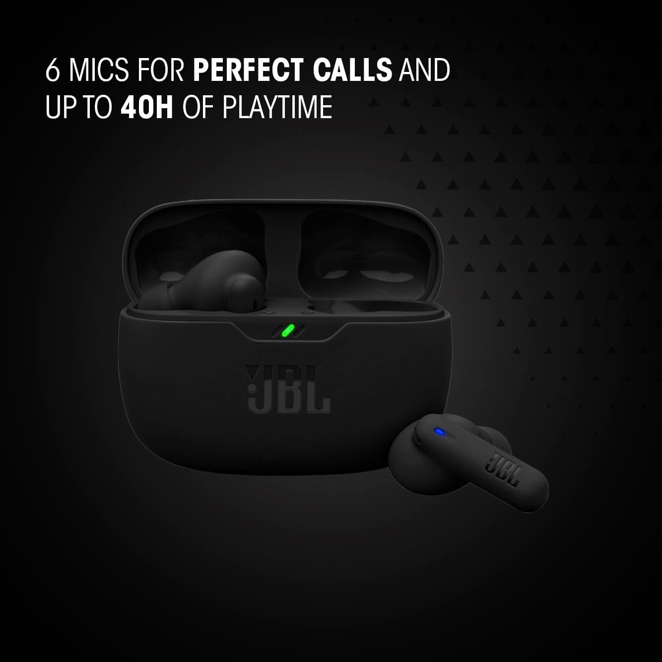 Vibe Beam 2 - True Wireless Noise Cancelling Earbuds with  Pure Bass Sound & Smart Ambient Technology, 4Mics for Crisp, Clear Calls, up to 40Hrs of Playback, IP54 Dust & Water Resistant (Black)