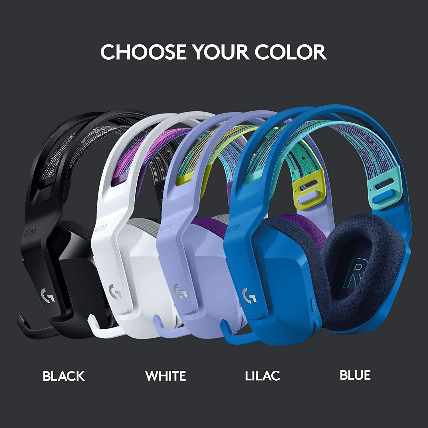 733 Lightspeed Wireless Gaming Headset with Suspension Headband, LIGHTSYNC RGB, Blue VO!CE Mic Technology and PRO-G Audio Drivers - White