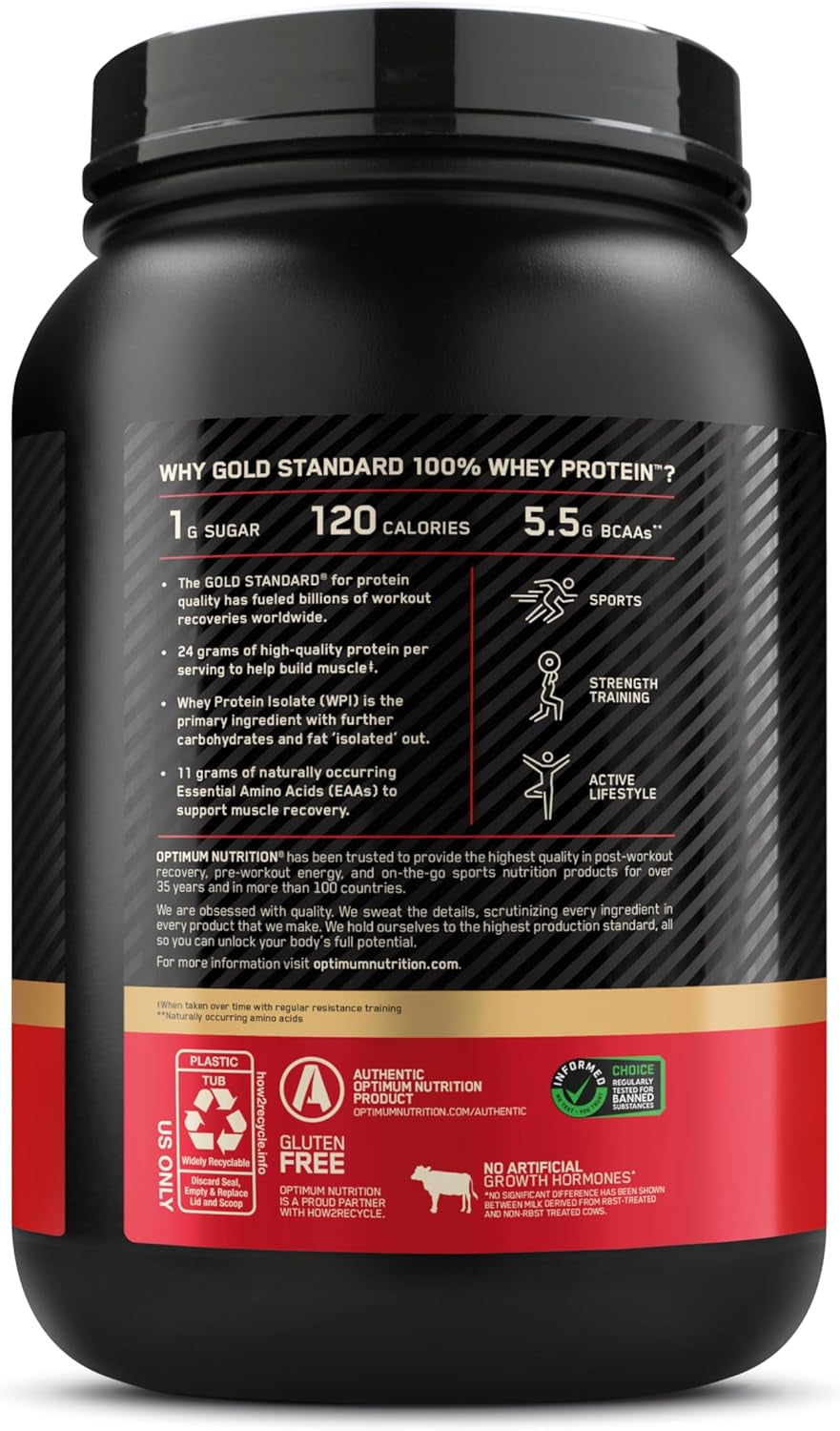 Gold Standard 100% Whey Protein Powder, Double Rich Chocolate 1.98 Pound (Packaging May Vary)