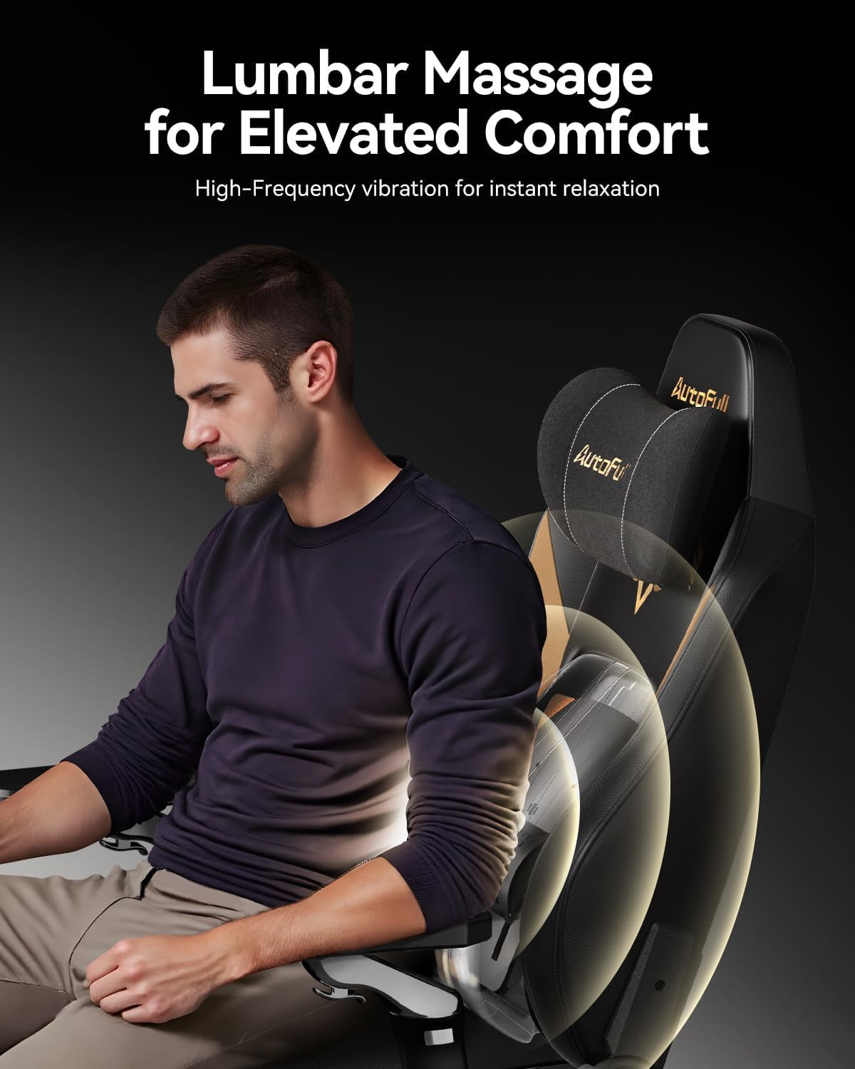 M6 Gaming Chair, Ventilated and Heated Seat Gaming Chair with 360° Adjustable Armrest, AUTO Dynamic Tracking Lumbar Support Ergonomic Office Chair with Footrest, Black