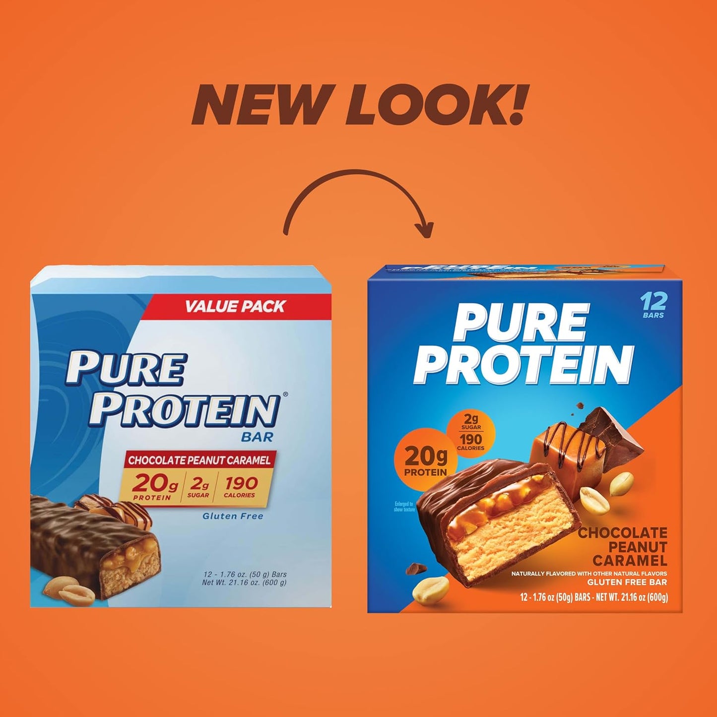 Chocolate Peanut Caramel Protein Bars – 20G Protein, 3G Sugar, 190 Calories (12 Count) Low Sugar* High Protein Snack - Gluten Free - Perfect for a Healthy Snack