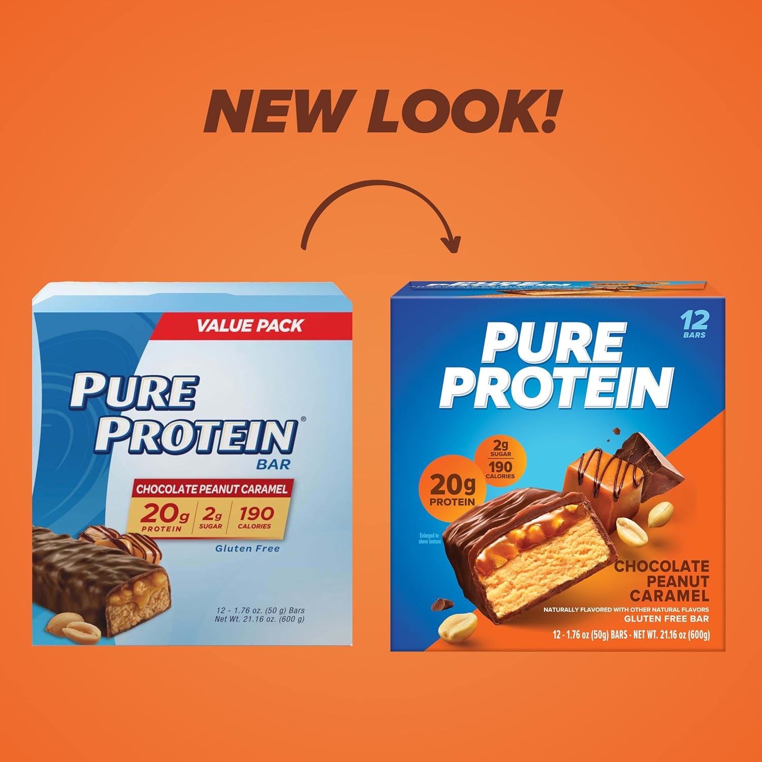 Chocolate Peanut Caramel Protein Bars – 20G Protein, 3G Sugar, 190 Calories (12 Count) Low Sugar* High Protein Snack - Gluten Free - Perfect for a Healthy Snack