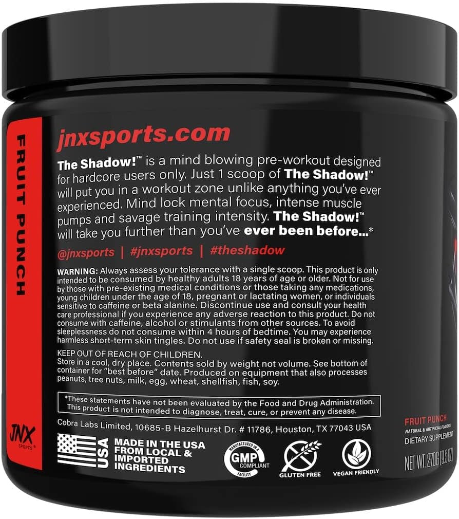 the Shadow! High Stim Preworkout | 350Mg of Caffeine | Fruit Punch 30 Servings | Electric Energy, Mental Focus & Superhuman Strength for Men & Women