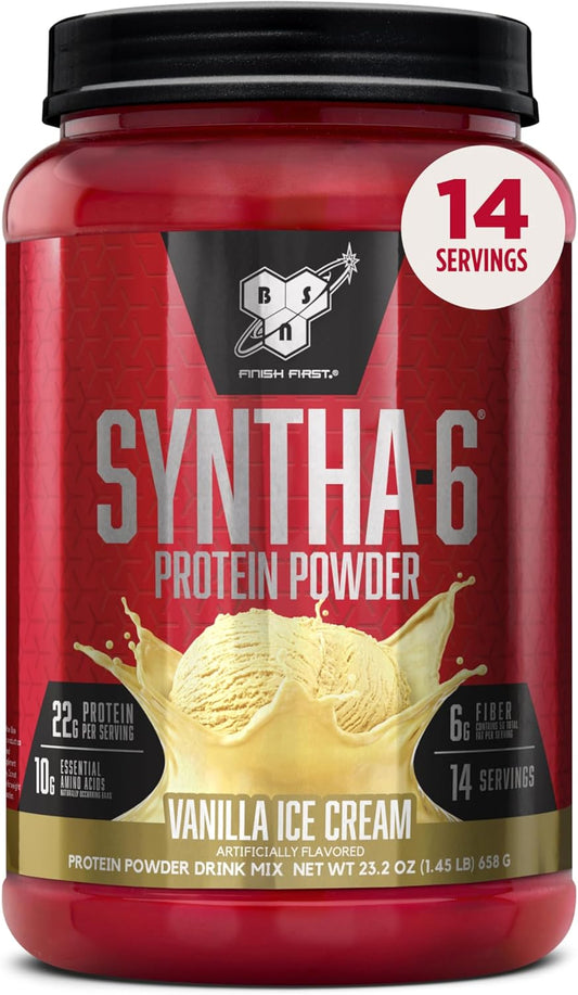 SYNTHA-6 Premium Protein Powder with 6G of Fiber, Whey Isolate, Micellar Casein, Milk Protein Isolate, 5G of Fat, Vanilla Ice Cream, 14 Servings, 1.45 Pound (Packaging May Vary)