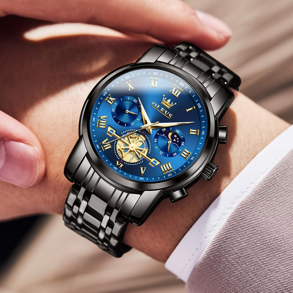 Watches Men Waterproof Luxury Big Face Mens Watch Stainless Steel Quartz Analog Dress Watches for Men Luminous Multifunction Man Watch Relojes De Hombre