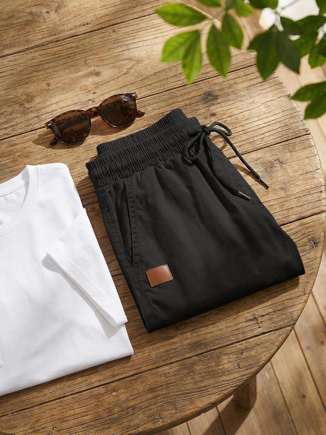 Mens Casual Shorts - Cotton Drawstring Summer Beach Stretch Twill Chino Golf Shorts
