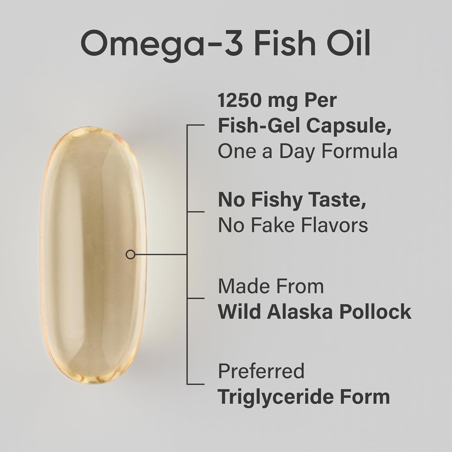 ® Omega-3 Fish Oil 1250 - Triple Strength Fish Oil Supplement from Wild Alaska Pollock - MSC Certified Sustainable · Non-Gmo · Soy Free - 90 Softgel Capsules