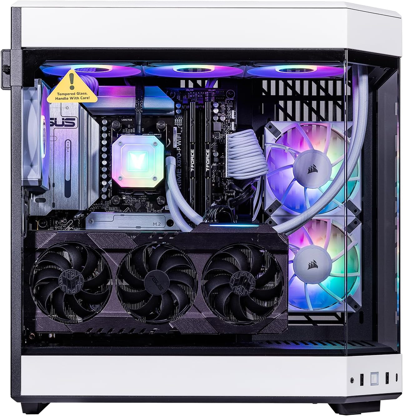 White Praetix 3D Custom Built Y60 Gaming Desktop PC (Geforce RTX 5090 32GB (>4090), Liquid Cooled AMD Ryzen 7 9800X3D, 64GB DDR5, 2TB Pcie SSD, 1000W PSU, Wifi 7, Win 11 Pro)