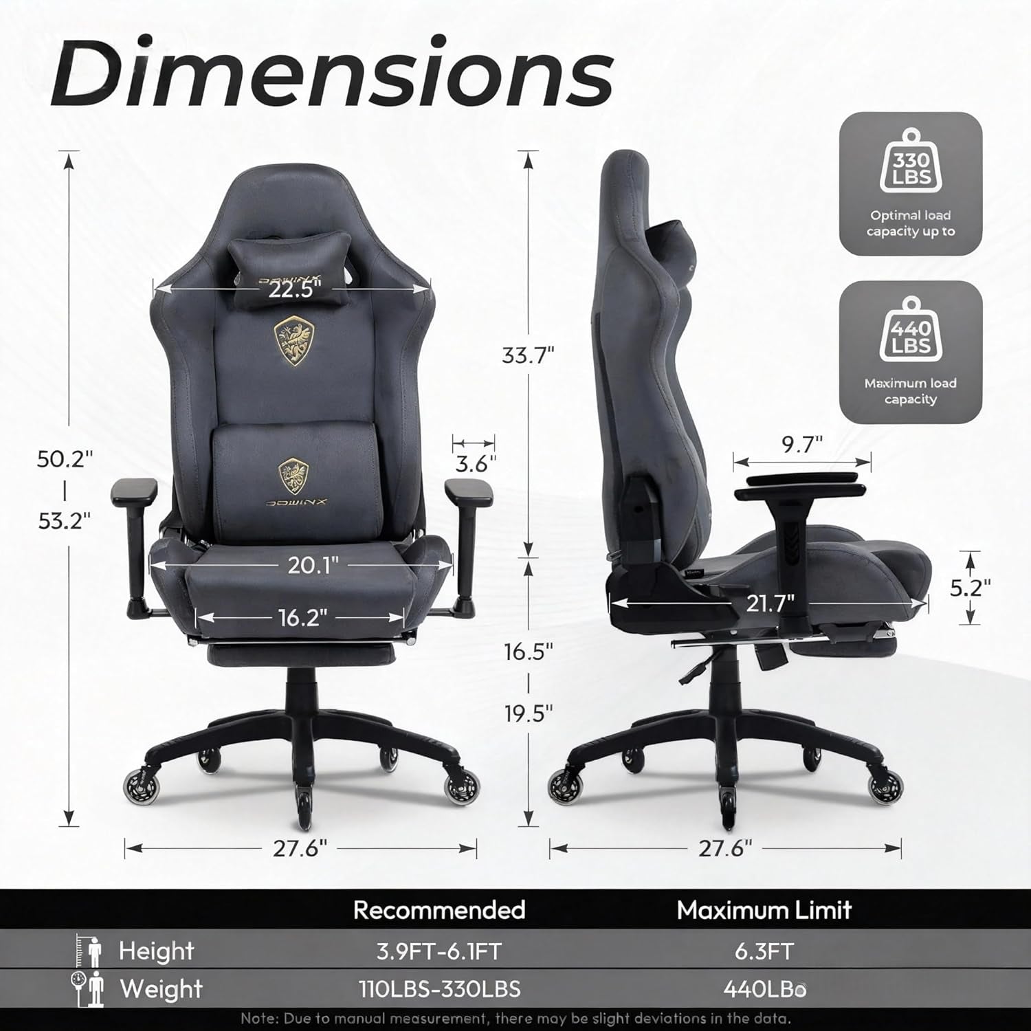 Big and Tall Gaming Chair with Suede Fabric Breathable, Game Chairs for Adults with Oversized Thick Seat for 440Lbs, Ergonomic Gamer Chair for Streaming & Long Gaming Sessions, Deep Grey