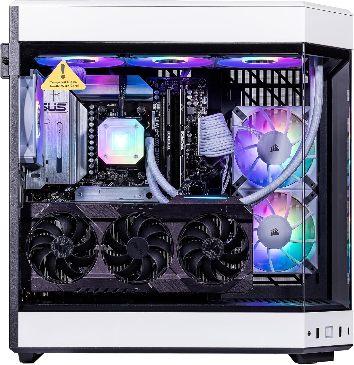 White Praetix 3D Custom Built Y60 Gaming Desktop PC (Geforce RTX 5090 32GB (>4090), Liquid Cooled AMD Ryzen 7 9800X3D, 64GB DDR5, 2TB Pcie SSD, 1000W PSU, Wifi 7, Win 11 Pro)