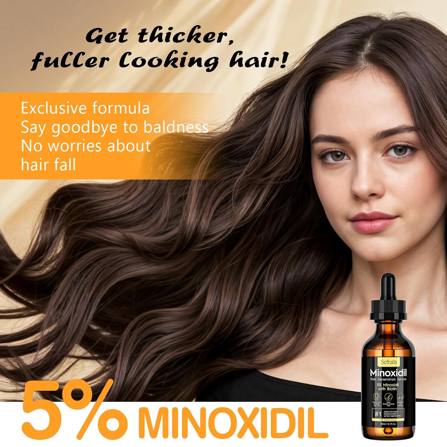 5% Minoxidil Hair Growth Oil for Men and Women – Extra Strength Hair Regrowth Serum, Topical Treatment for Hair Loss, Supports Thicker, Healthier Hair & Beard Growth, 2.11 Fl Oz