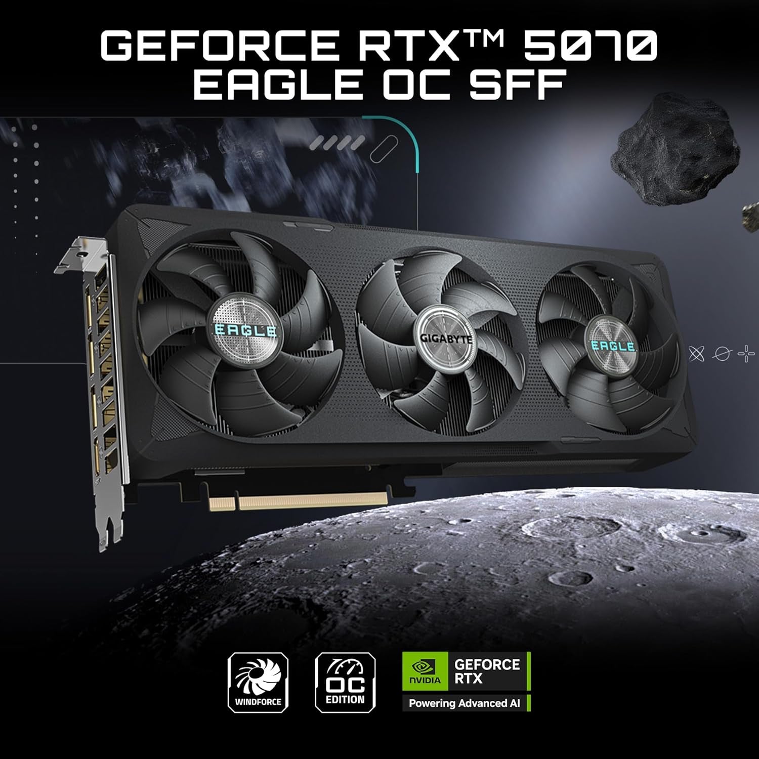 Geforce RTX 5070 Eagle OC ICE SFF 12G Graphics Card, 12GB 192-Bit GDDR7, Pcie 5.0, WINDFORCE Cooling System, GV-N5070EAGLEOC ICE-12GD Video Card, Compatible with Desktop