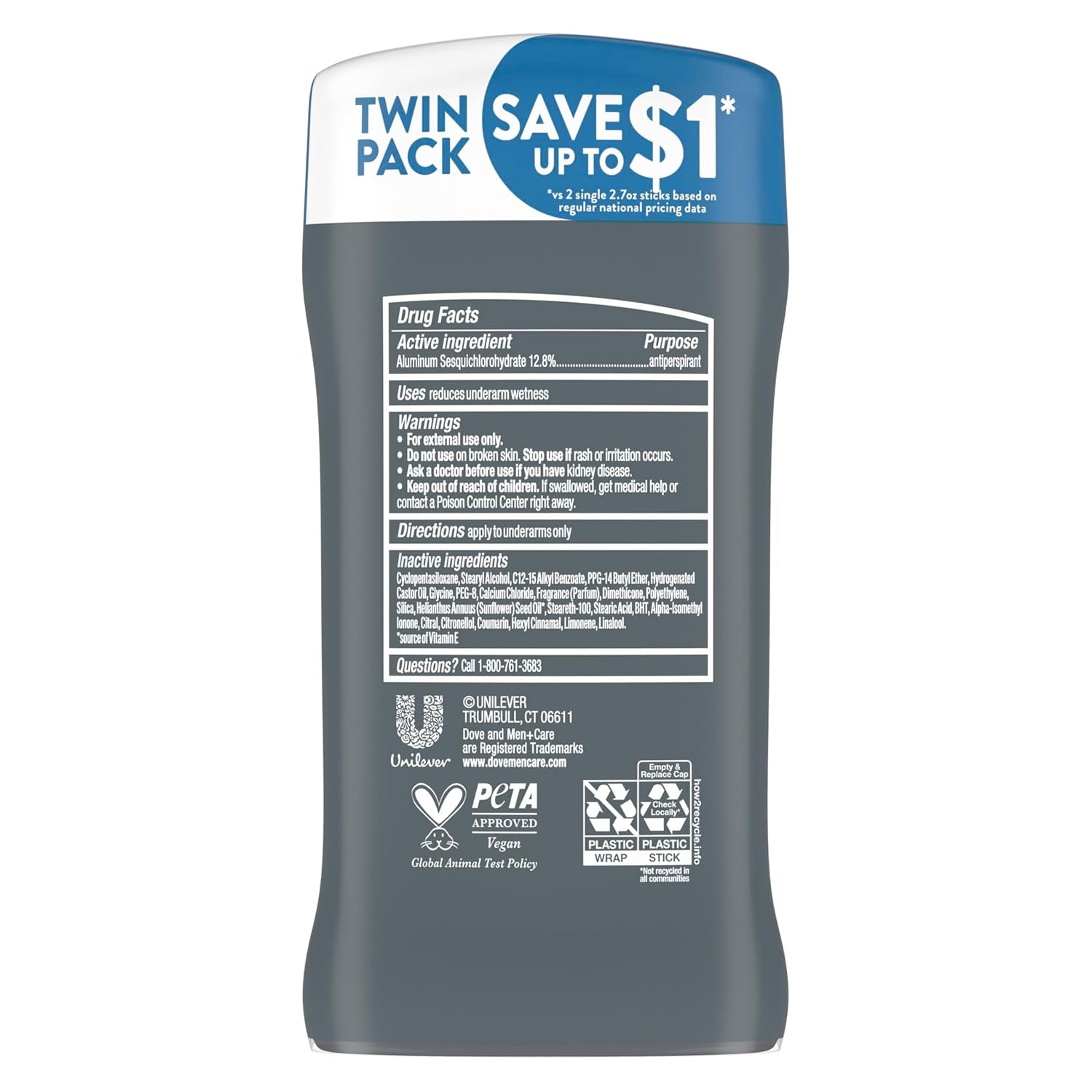 Antiperspirant Deodorant Stick Clean Comfort Twin Pack 72-Hour Sweat & Odor Protection Antiperspirant for Men with 1/4 Moisturizing Cream 2.7 Oz