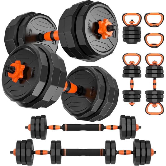 Juego De Mancuernas Ajustables 4 En 1 De 66 Lb, Juego De Pesas Libres Con Conector Usado Como Barra, Pesas Rusas, Soporte Para Flexiones, Ejercicios De Fitness Para Gimnasio En Casa Adecuado Para Hombre/Mujeres