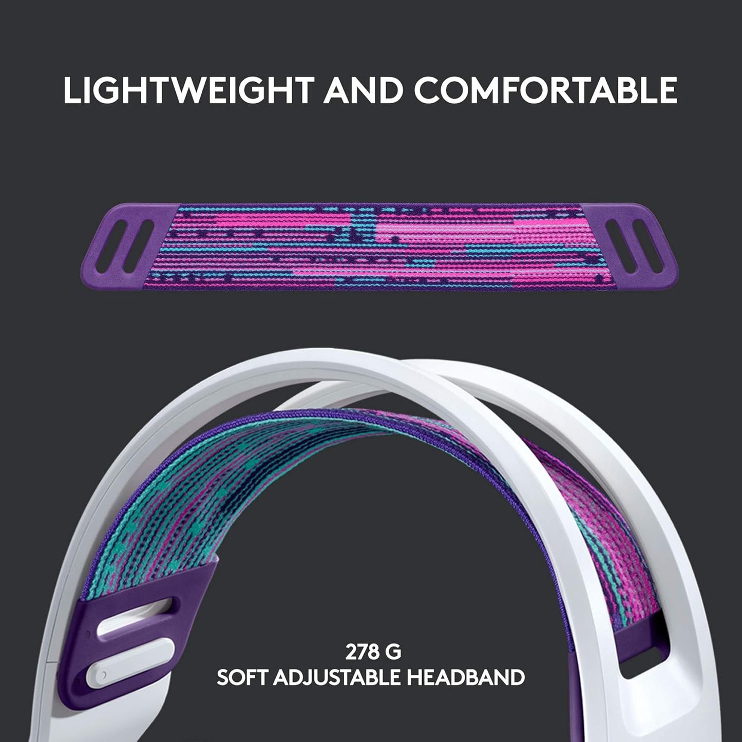 733 Lightspeed Wireless Gaming Headset with Suspension Headband, LIGHTSYNC RGB, Blue VO!CE Mic Technology and PRO-G Audio Drivers - White