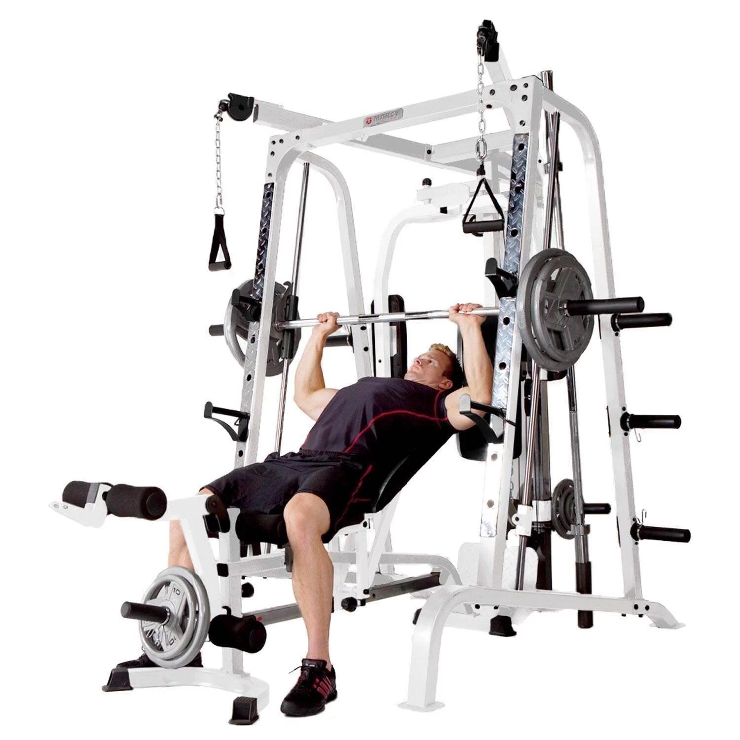 Pro Máquina De Entrenamiento Total Para El Cuerpo Smith Cage, Sistema De Gimnasio, Blanco