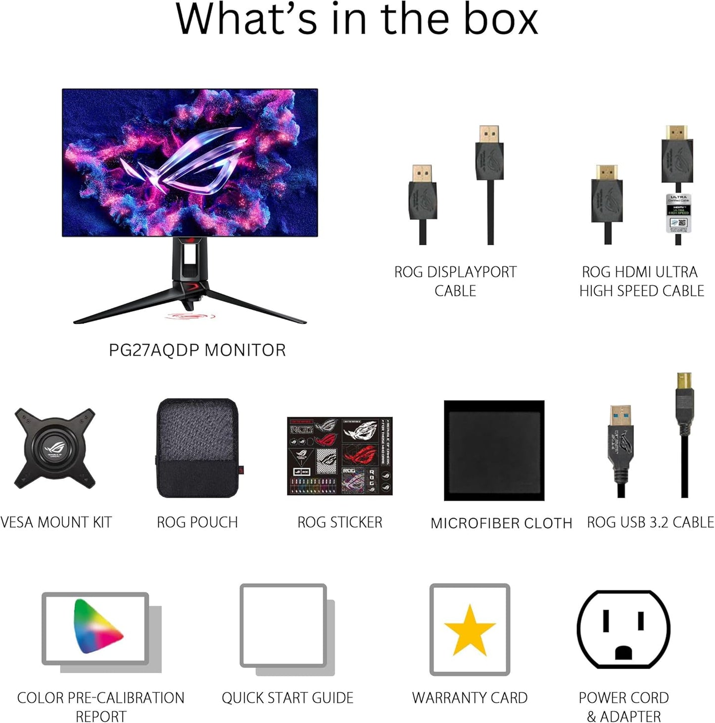 ROG Swift OLED 27” 1440P Gaming Monitor (PG27AQDP) - WOLED, QHD, 480Hz, 0.03Ms, G-SYNC Compatible, Custom Heatsink, AI Assistant, Displayhdr400 True Black, 99% DCI-P3, True 10-Bit, Displaywidget