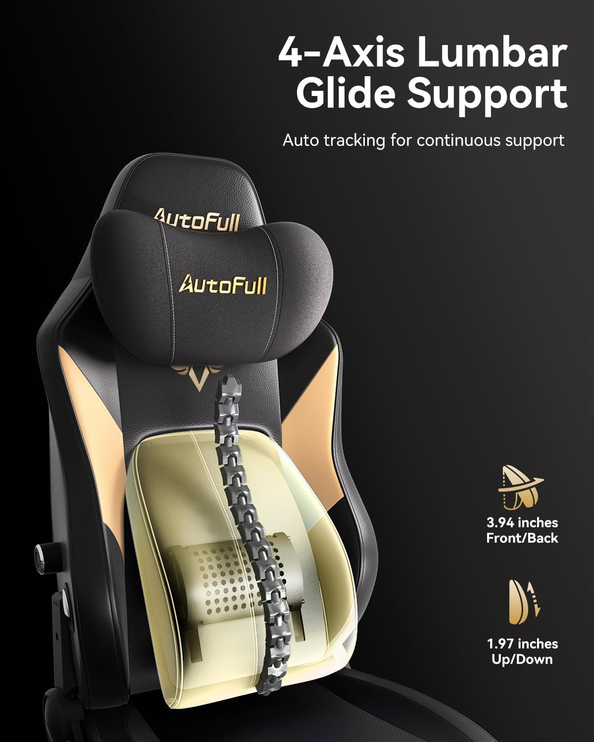 M6 Gaming Chair, Ventilated and Heated Seat Gaming Chair with 360° Adjustable Armrest, AUTO Dynamic Tracking Lumbar Support Ergonomic Office Chair with Footrest, Black