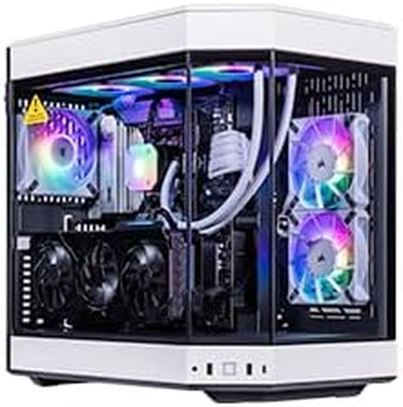 White Praetix 3D Custom Built Y60 Gaming Desktop PC (Geforce RTX 5090 32GB (>4090), Liquid Cooled AMD Ryzen 7 9800X3D, 64GB DDR5, 2TB Pcie SSD, 1000W PSU, Wifi 7, Win 11 Pro)